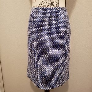 Calvin Klein Blue & White Tweed Pencil Skirt Size 12